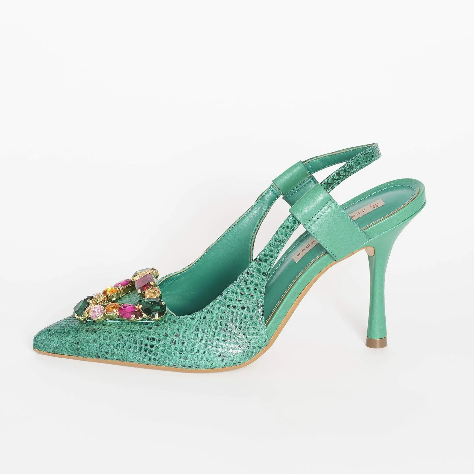 Leather Heel Strap Sandal with Jewels