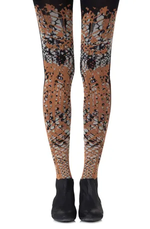 Lovely Opaque Grey Orange Tip The Scale Design 100 Denier Black Tights