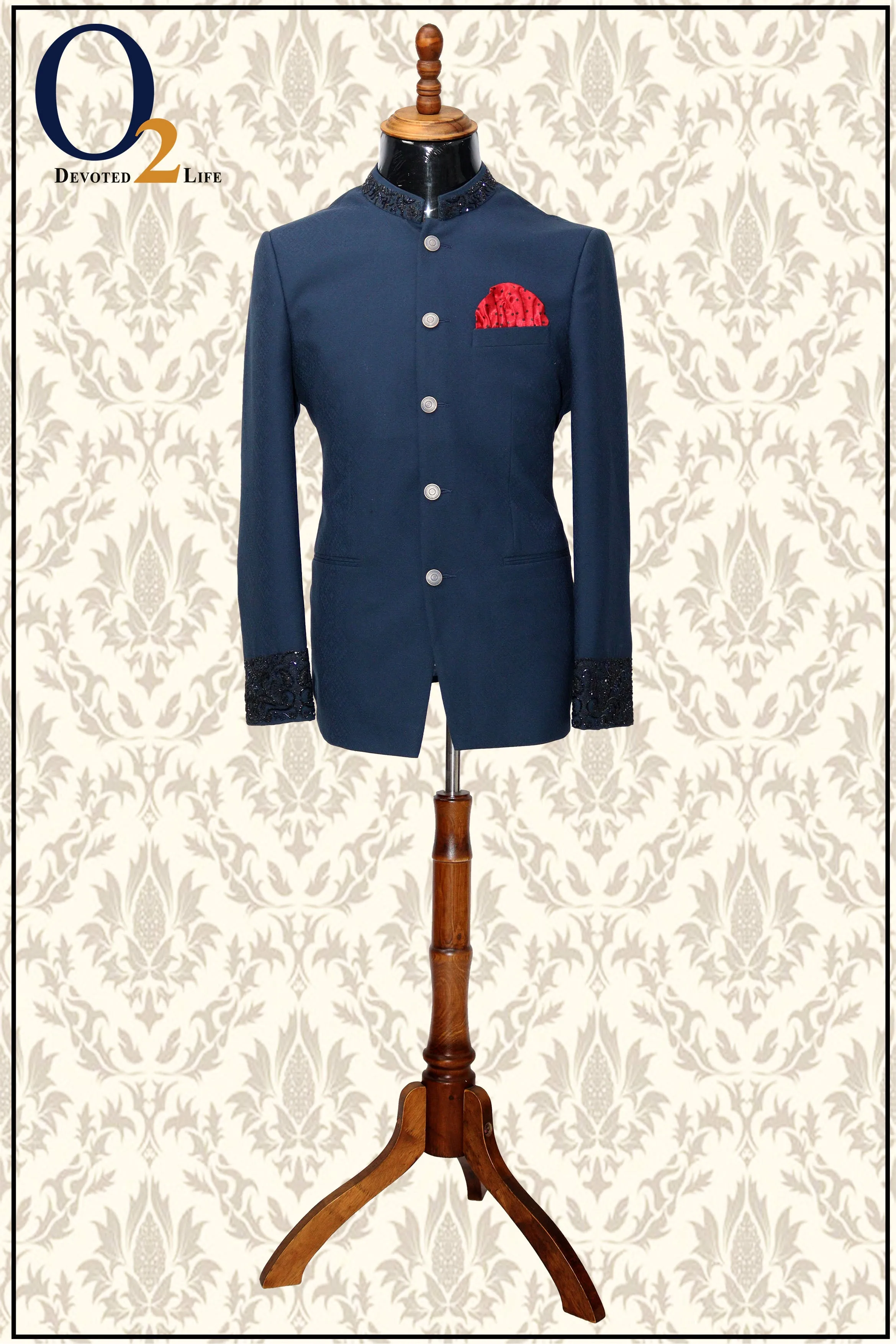Luxury Groom Blue Zardozi Hand Work Prince Coat