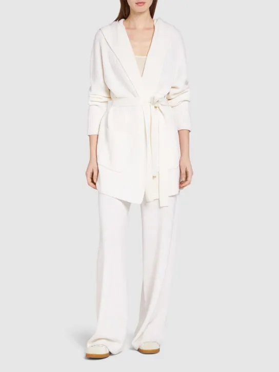 Max Mara   Finezza belted wool knit short coat 