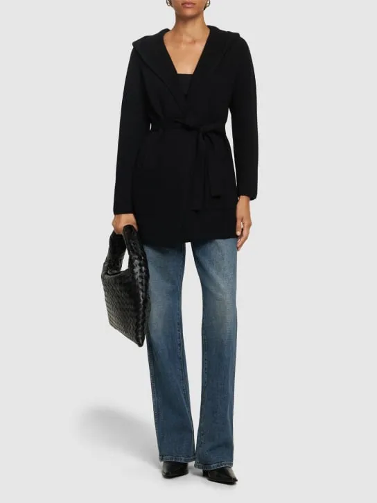 Max Mara   Finezza belted wool knit short coat 
