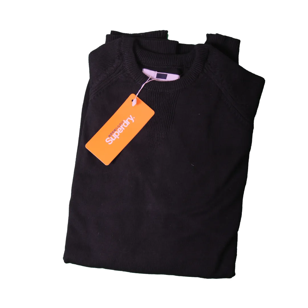 Men Basic Cotton Pullover - Black