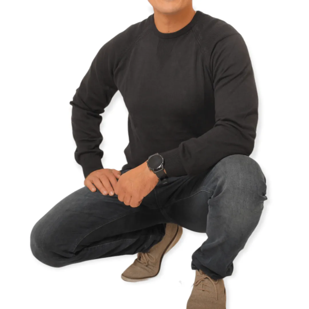 Men Basic Cotton Pullover - Black
