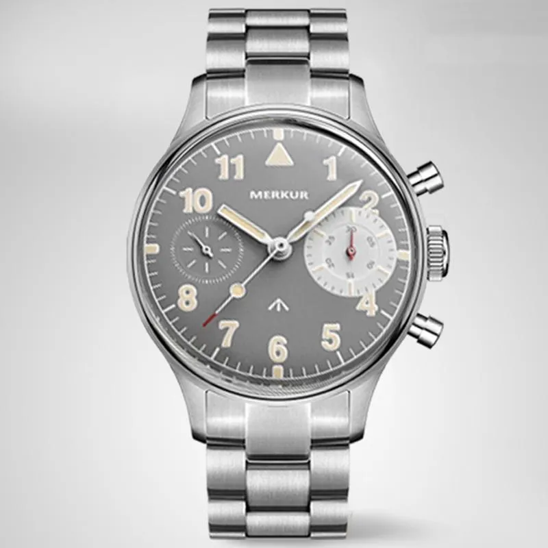 MERKUR Chronograph Mechanical Big Eye Metal Grey