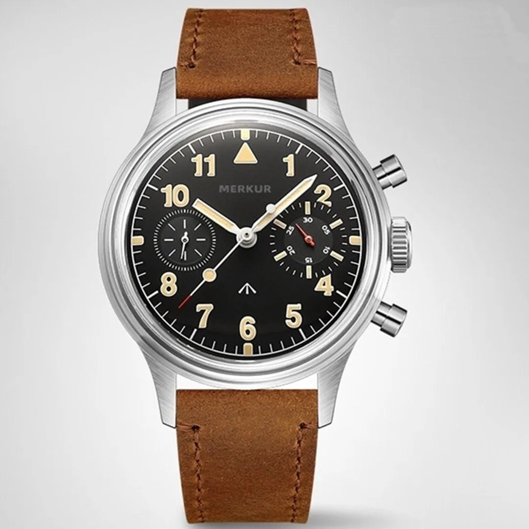 MERKUR Chronograph Mechanical Big Eye Metal Grey