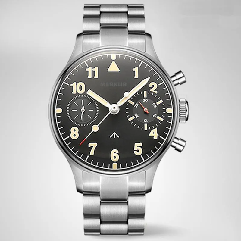 MERKUR Chronograph Mechanical Big Eye Metal Grey