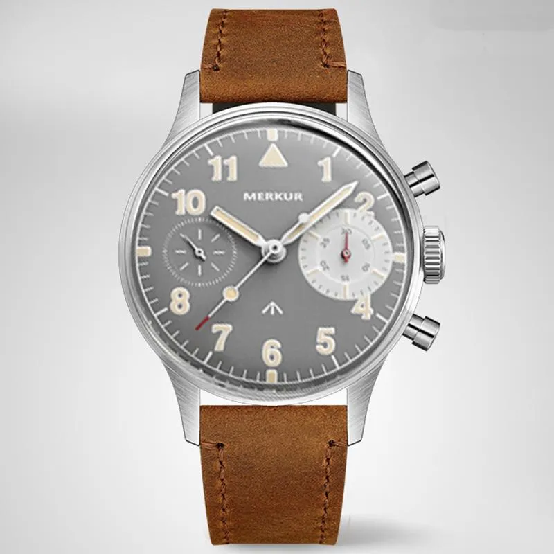 MERKUR Chronograph Mechanical Big Eye Metal Grey