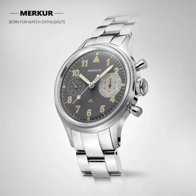 MERKUR Chronograph Mechanical Big Eye Metal Grey