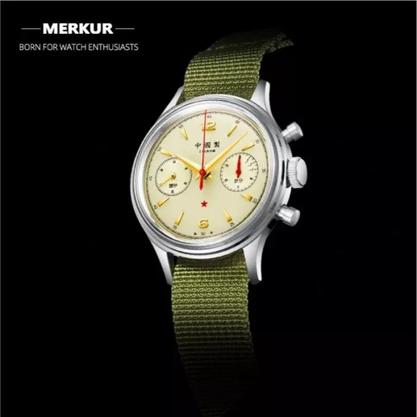 Merkur Red Army Mechanical Chronograph Metal Silver
