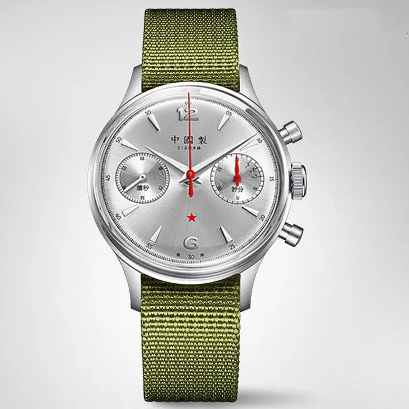 Merkur Red Army Mechanical Chronograph Metal Silver
