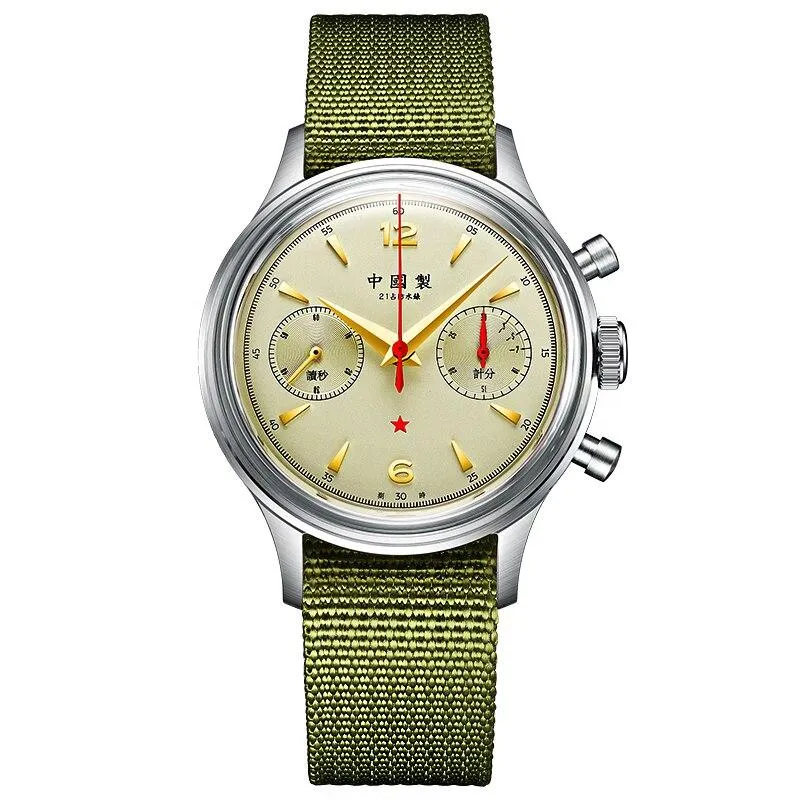 Merkur Red Army Mechanical Chronograph Nylon Lvory