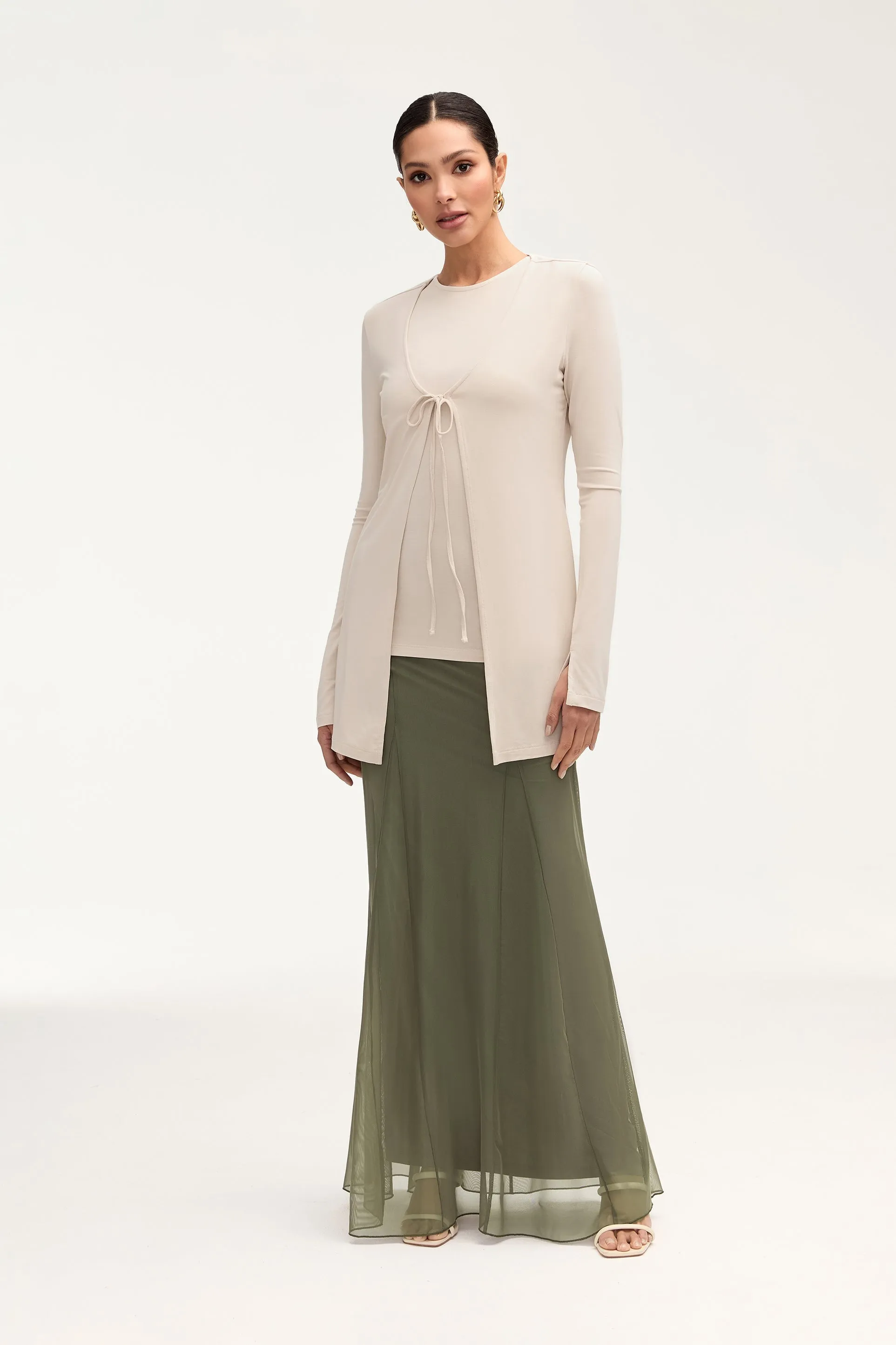 Milia Mesh Maxi Skirt - Smokey Olive