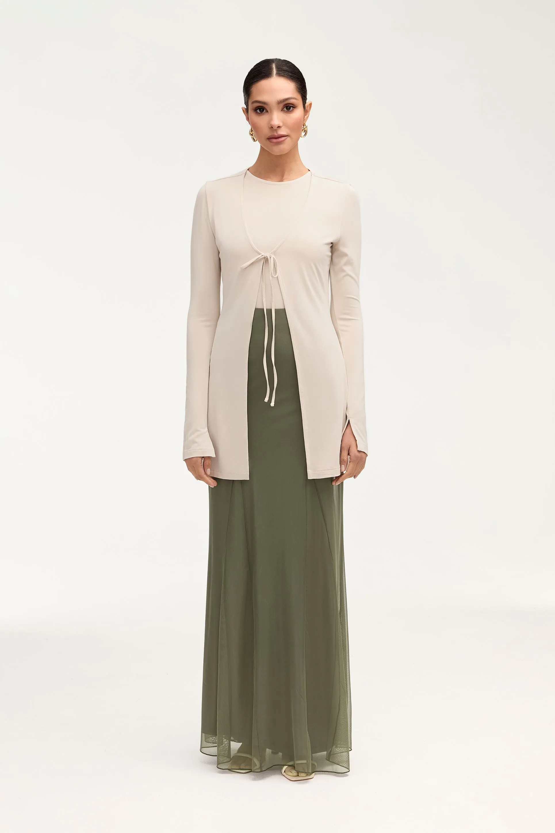 Milia Mesh Maxi Skirt - Smokey Olive