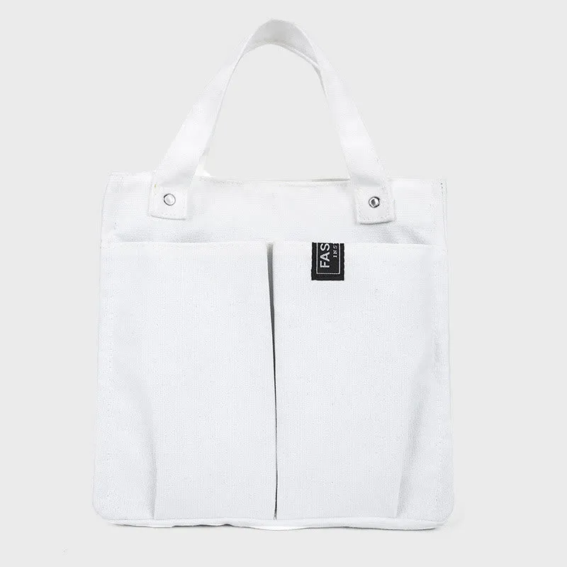 Mini Tote For Women Solid Color Simple Canvas Handbag