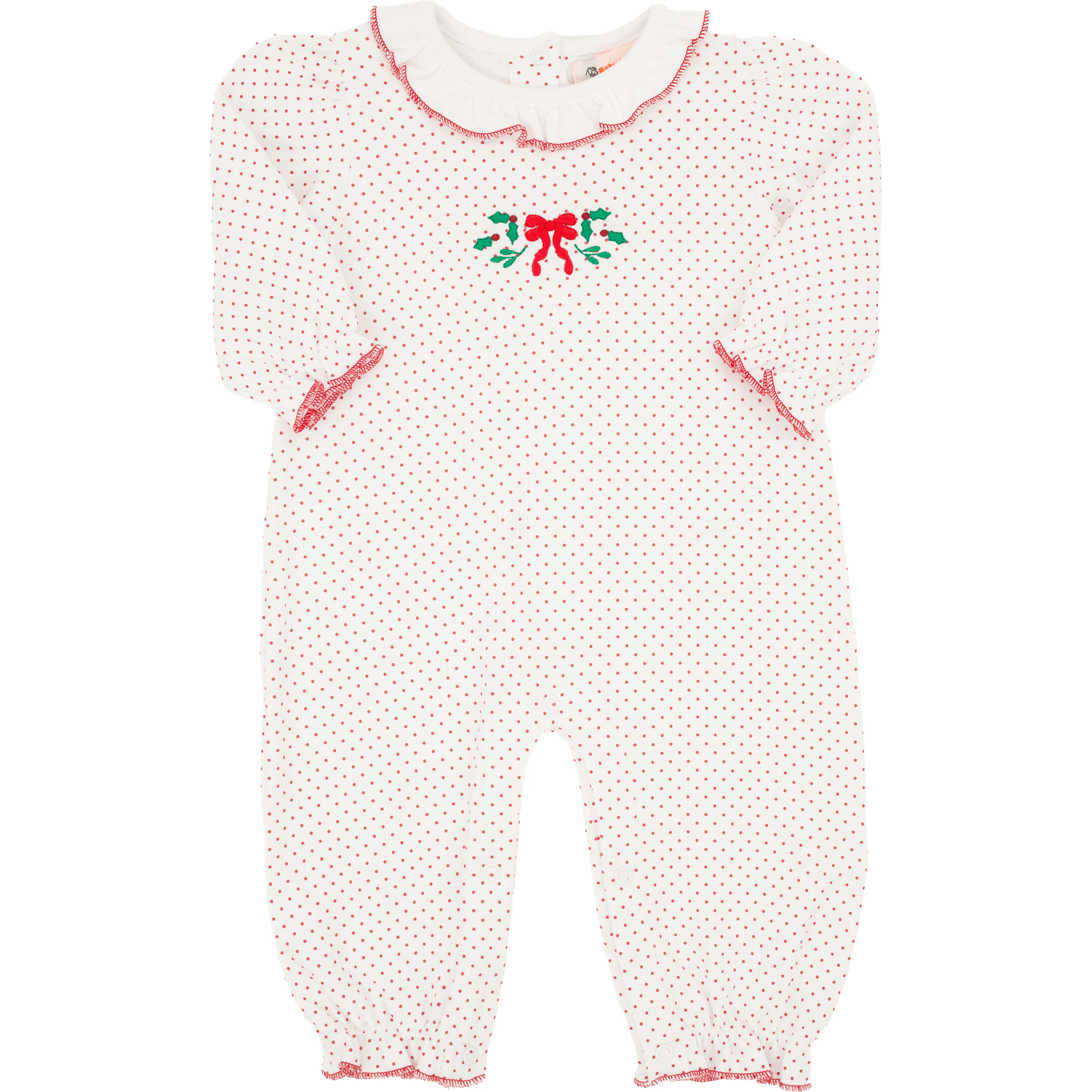 Mistletoe and Red Bow Ruffle Romper