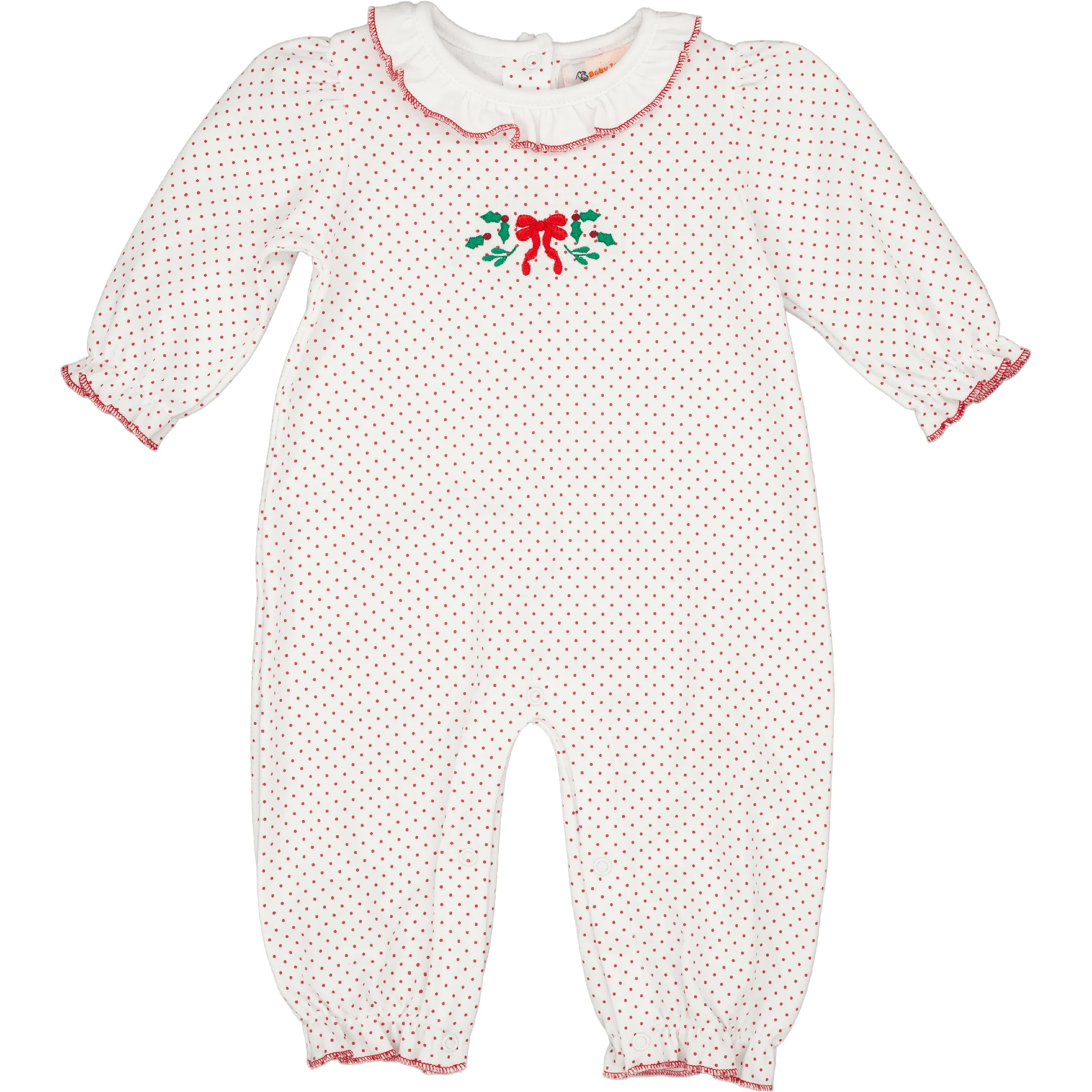 Mistletoe and Red Bow Ruffle Romper
