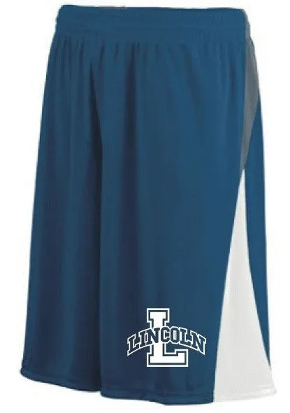 Moisture Wicking Shorts with Pockets <br>NAVY w/ WHITE & GRAY TRIM