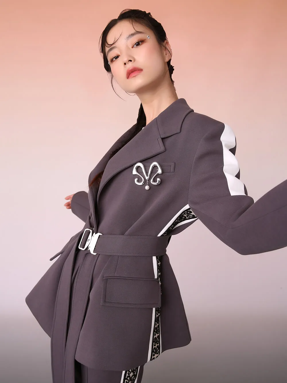 MUKZIN Grey Casual Blazer Coat