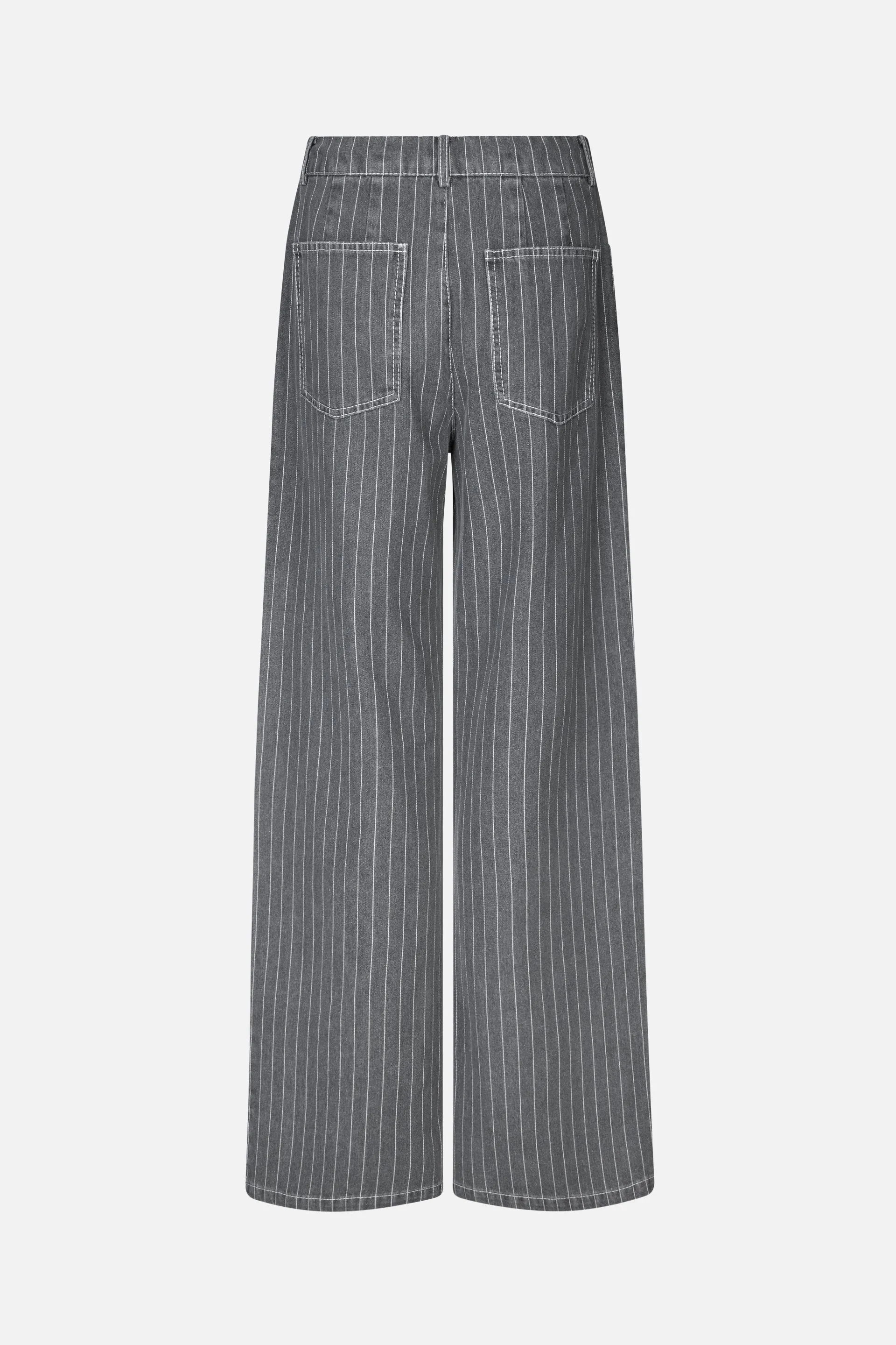 NANNY | Grey Pinstripe Denim