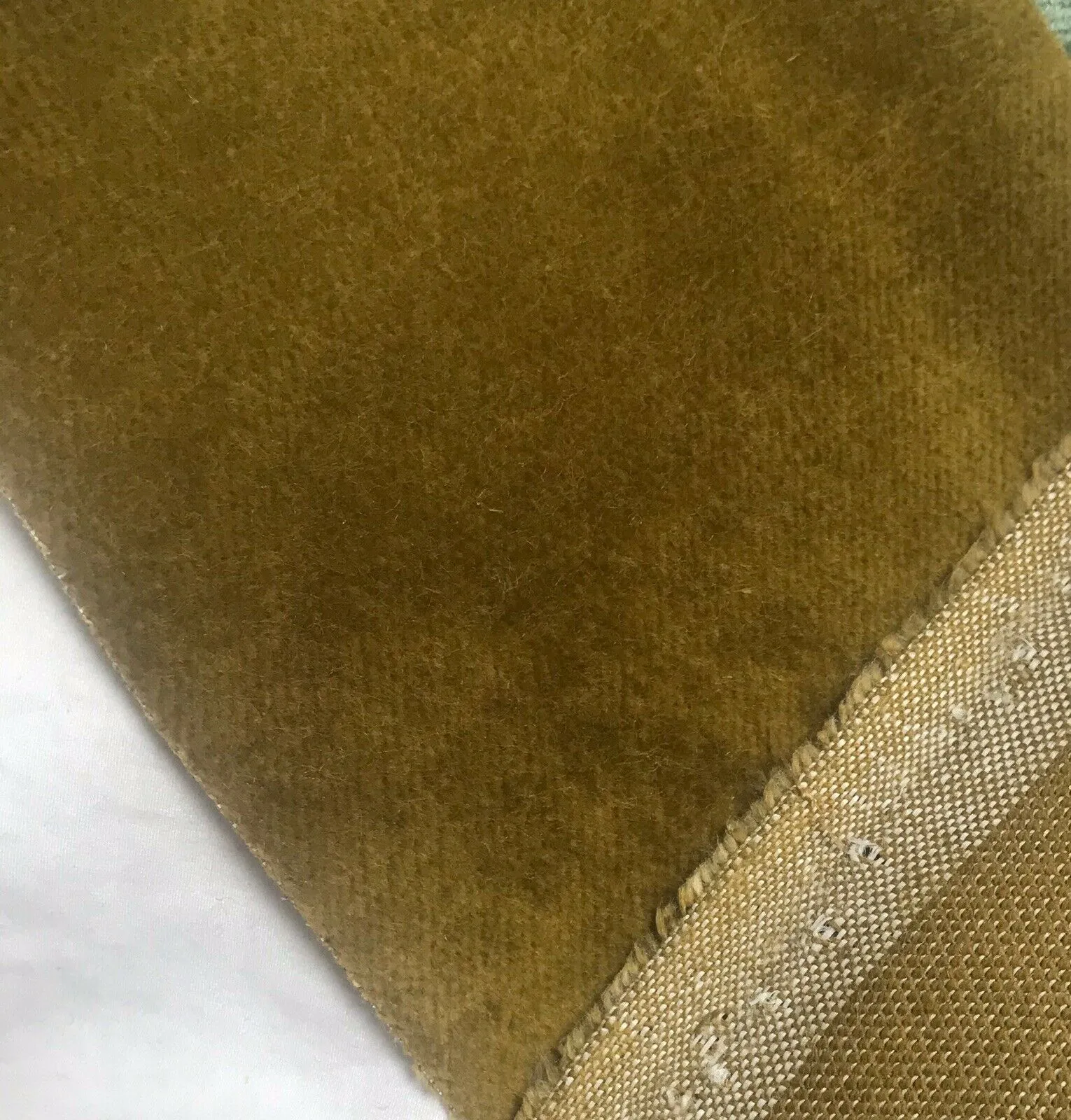 NEW Designer Soft Velvet Upholstery Fabric - Chartreuse Dirty Yellow By The Yard