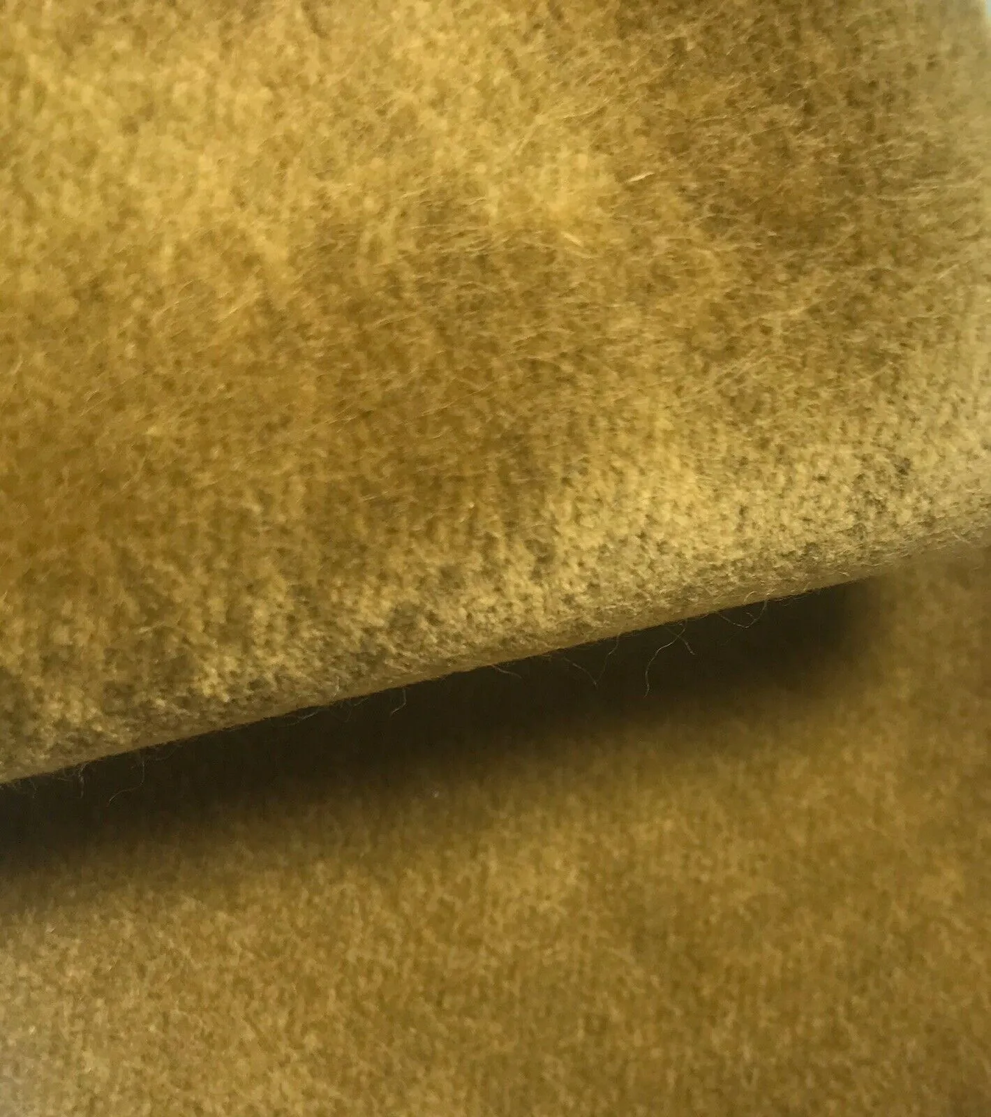 NEW Designer Soft Velvet Upholstery Fabric - Chartreuse Dirty Yellow By The Yard