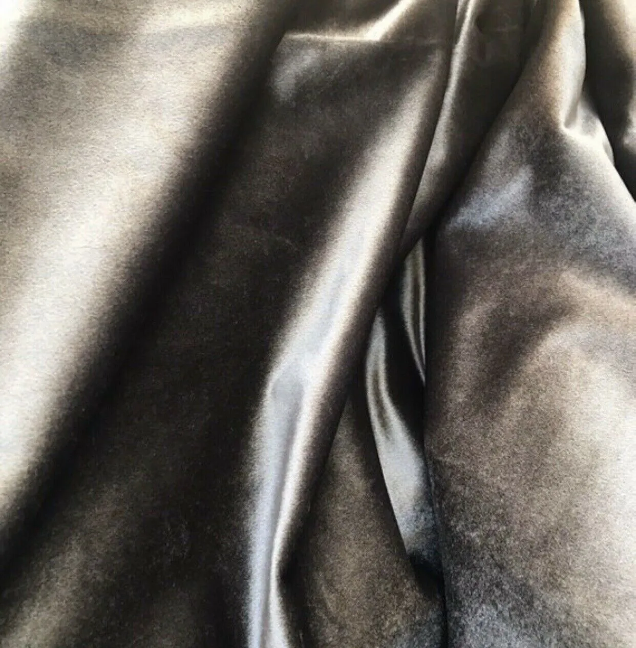 NEW Designer Velvet Drapery Fabric -Dark Grey- By The Yard