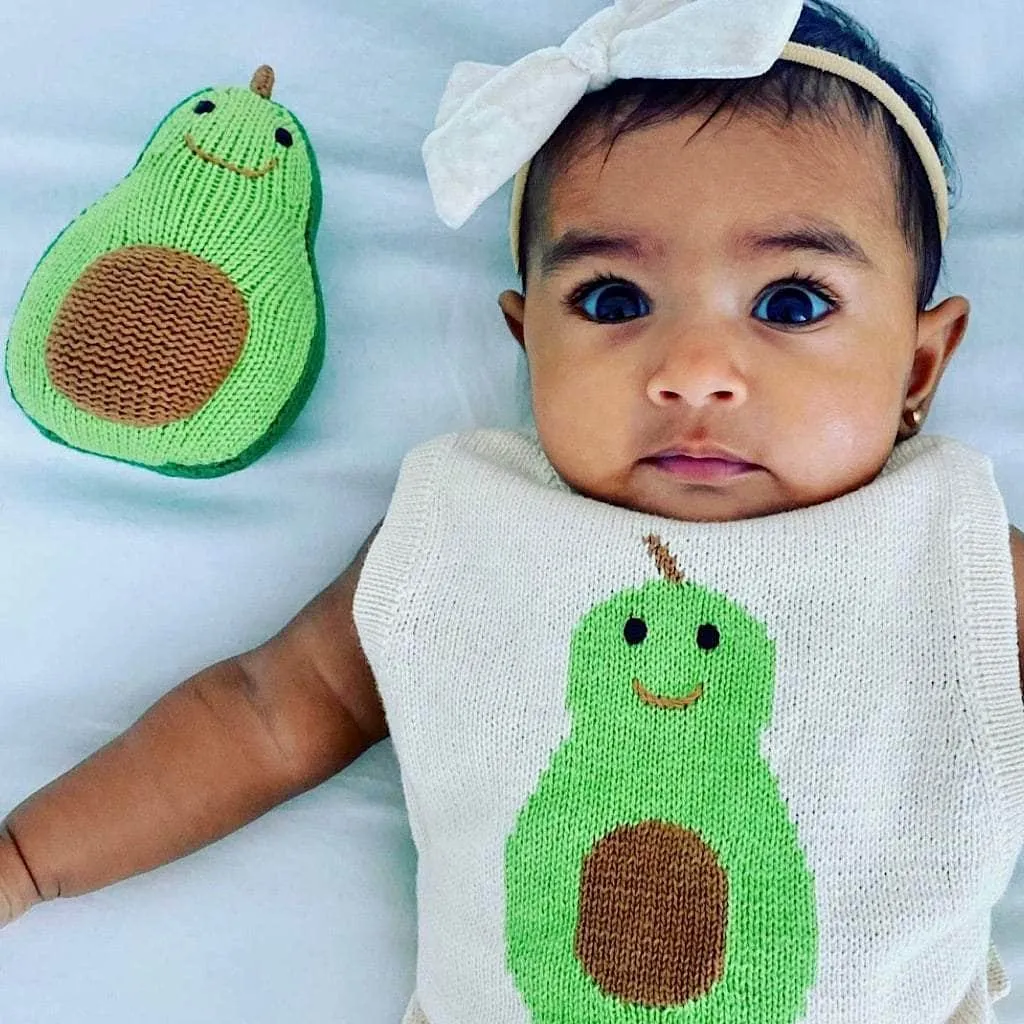 Organic Baby Romper, Sleeveless Knit - Avocado