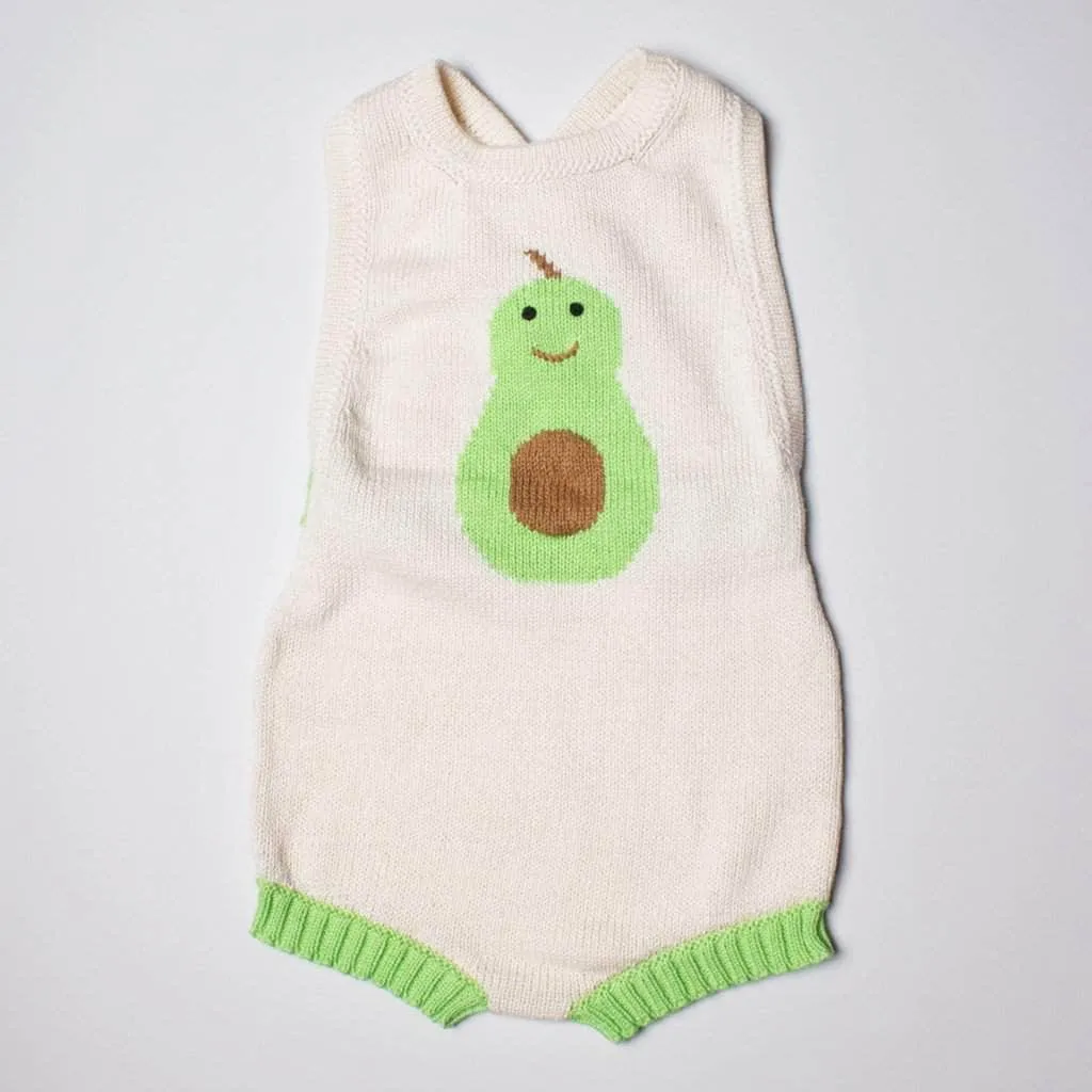 Organic Baby Romper, Sleeveless Knit - Avocado