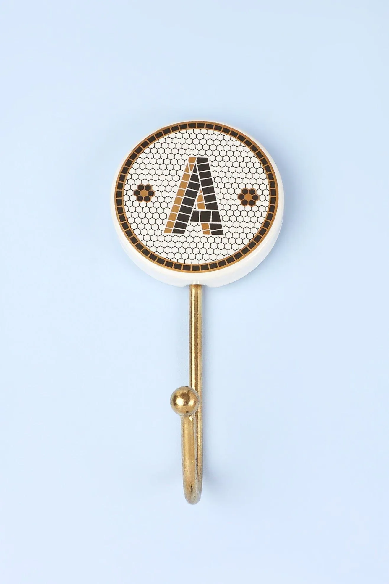 Pub Black and Gold Tile Monogram Alphabet Initial Hooks