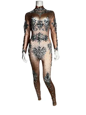 "Precision Cut Swarovski Crystal Bodysuit"
