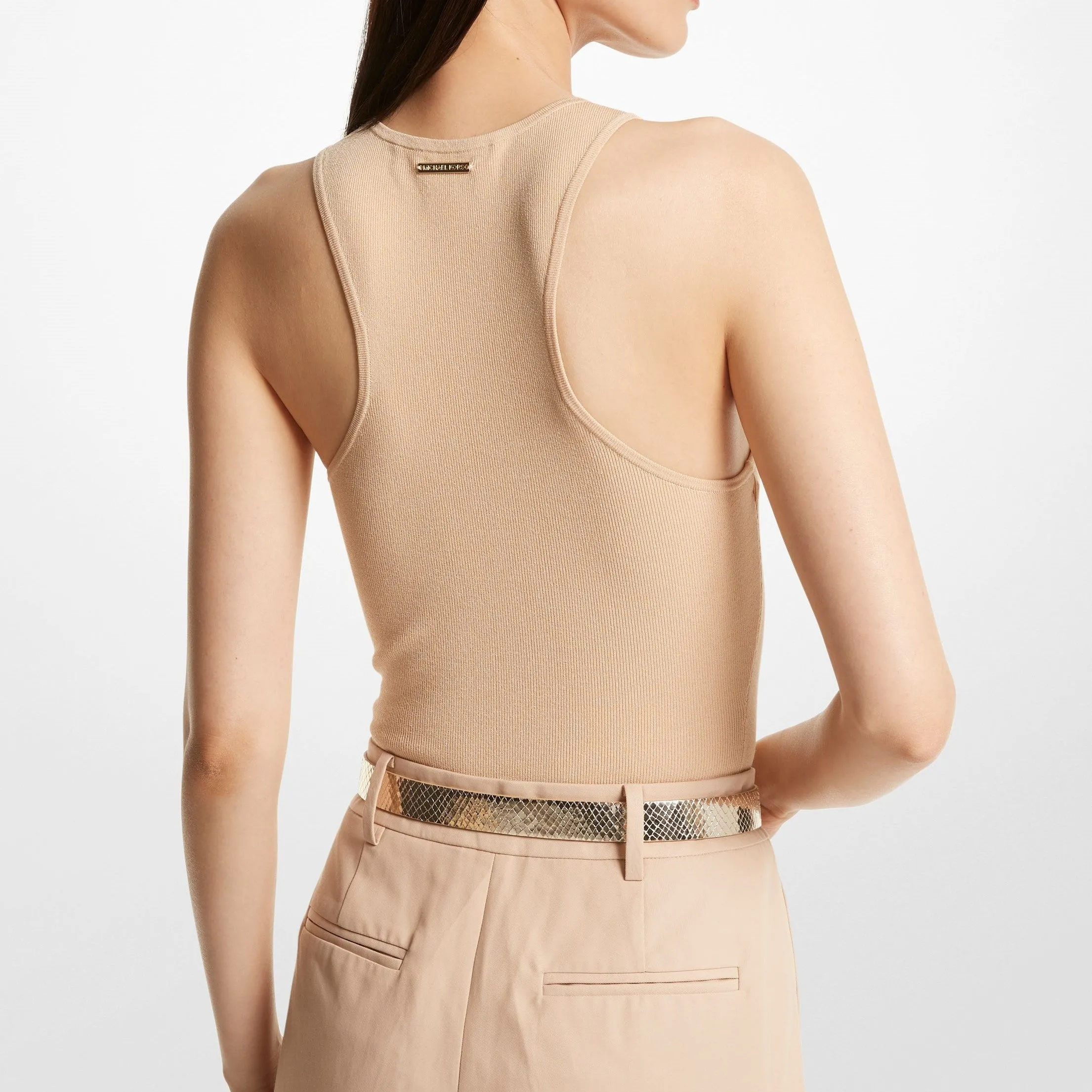 Ribbed Stretch Knit Racerback Bodysuit