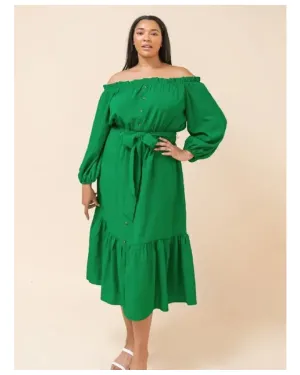 Sarah - Plus Size Solid Midi Dress