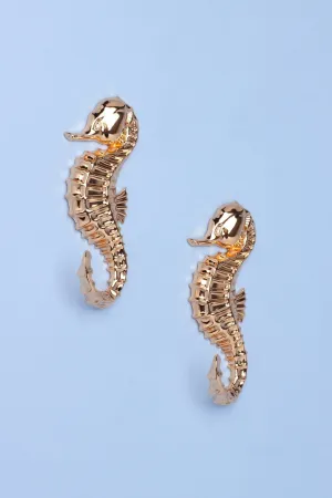 Set Of Two Gold Seahorse Wall Coat Organizer Coat Hooks