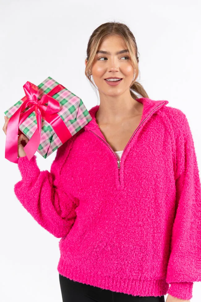 Signature Move Pink Fuzzy Quarter Zip Pullover FINAL SALE