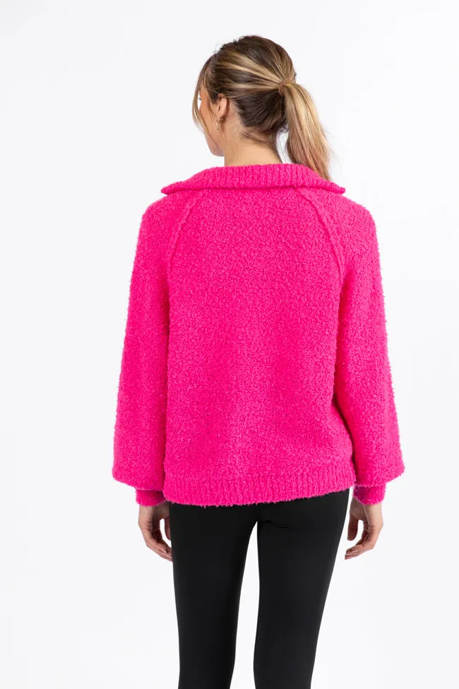 Signature Move Pink Fuzzy Quarter Zip Pullover FINAL SALE
