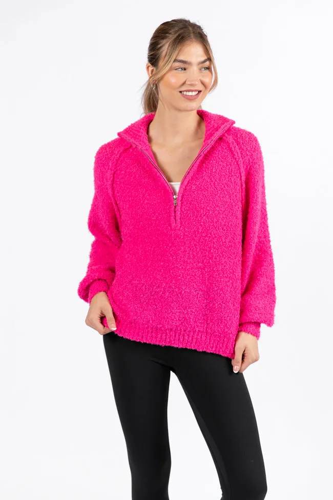 Signature Move Pink Fuzzy Quarter Zip Pullover FINAL SALE