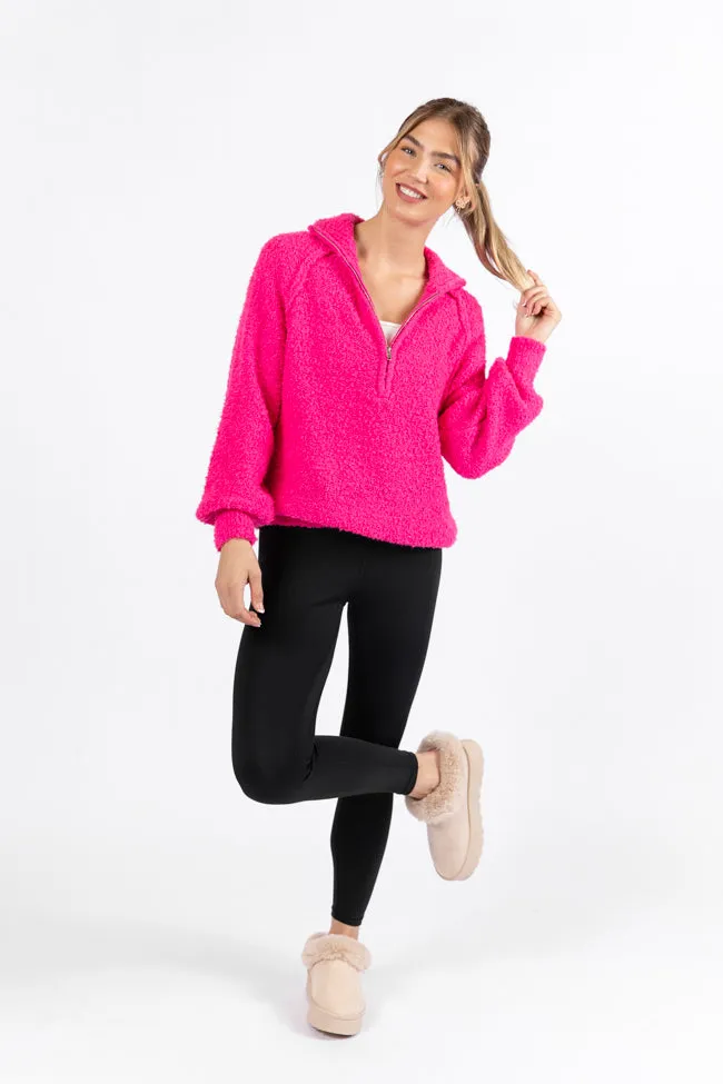 Signature Move Pink Fuzzy Quarter Zip Pullover FINAL SALE
