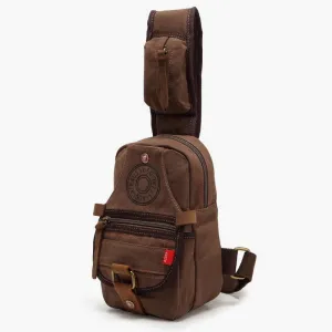 Sling Bag For Men Wide Strape Portable Leisure Canvas Daypack