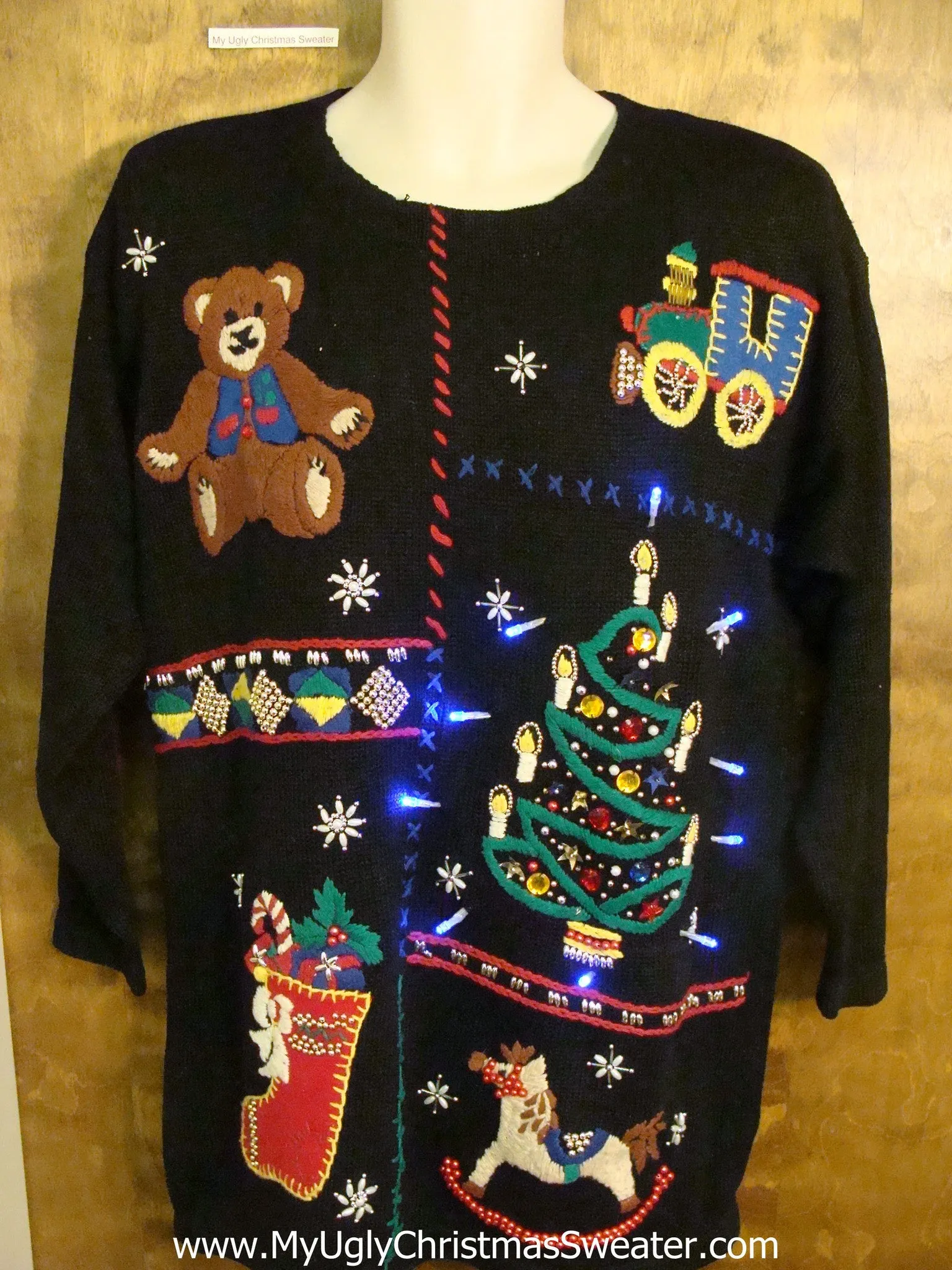 Toy Themed 80s Light Up Ugly Xmas Sweater