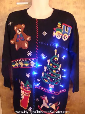 Toy Themed 80s Light Up Ugly Xmas Sweater