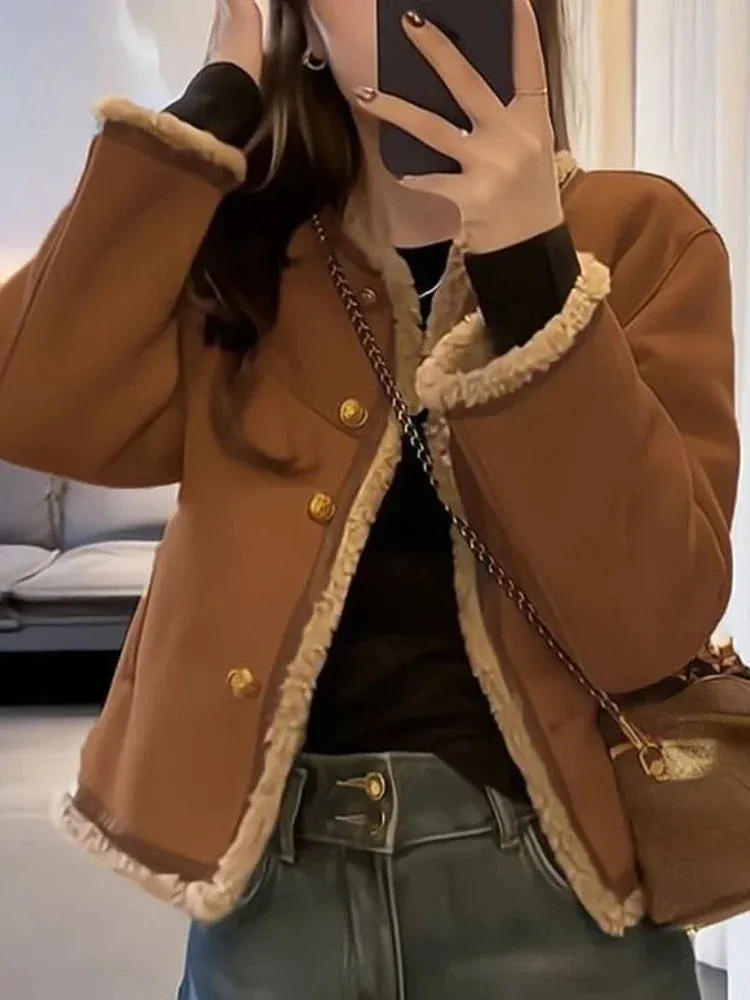 Trendy Faux Lamb Fur Coat