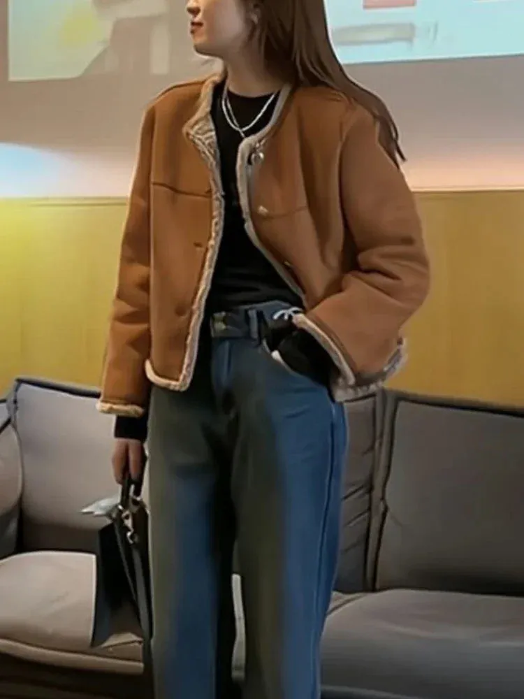 Trendy Faux Lamb Fur Coat