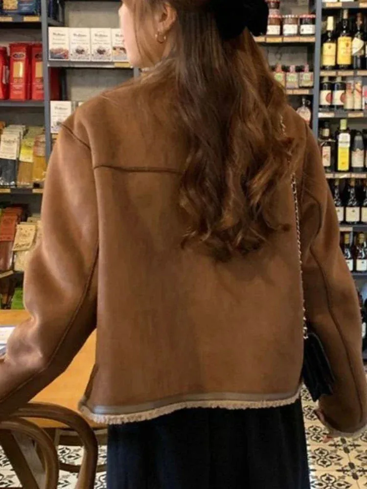 Trendy Faux Lamb Fur Coat