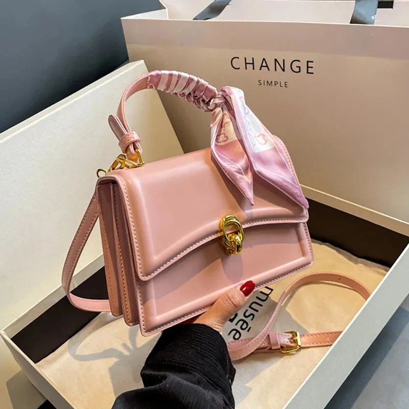 UAKISS  -  Bow Decor Lightweight Flap Bag, Business Casual Mini Women's Shoulder Bag Skinny Scarf Decor Square Bag For Teen Girls Women