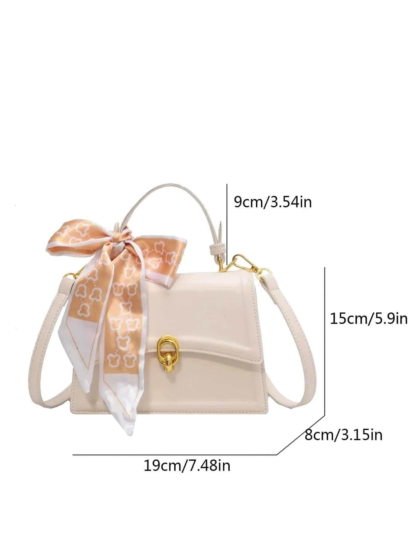 UAKISS  -  Bow Decor Lightweight Flap Bag, Business Casual Mini Women's Shoulder Bag Skinny Scarf Decor Square Bag For Teen Girls Women
