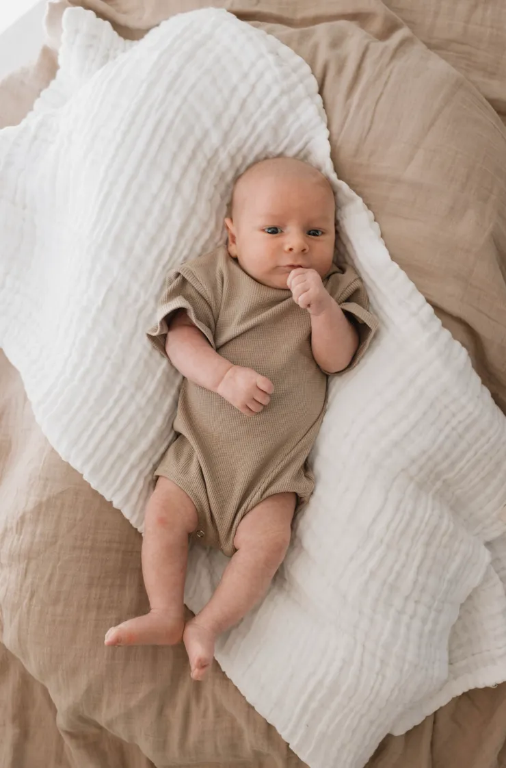 Waffle Knit Bubble Romper | Dark Taupe