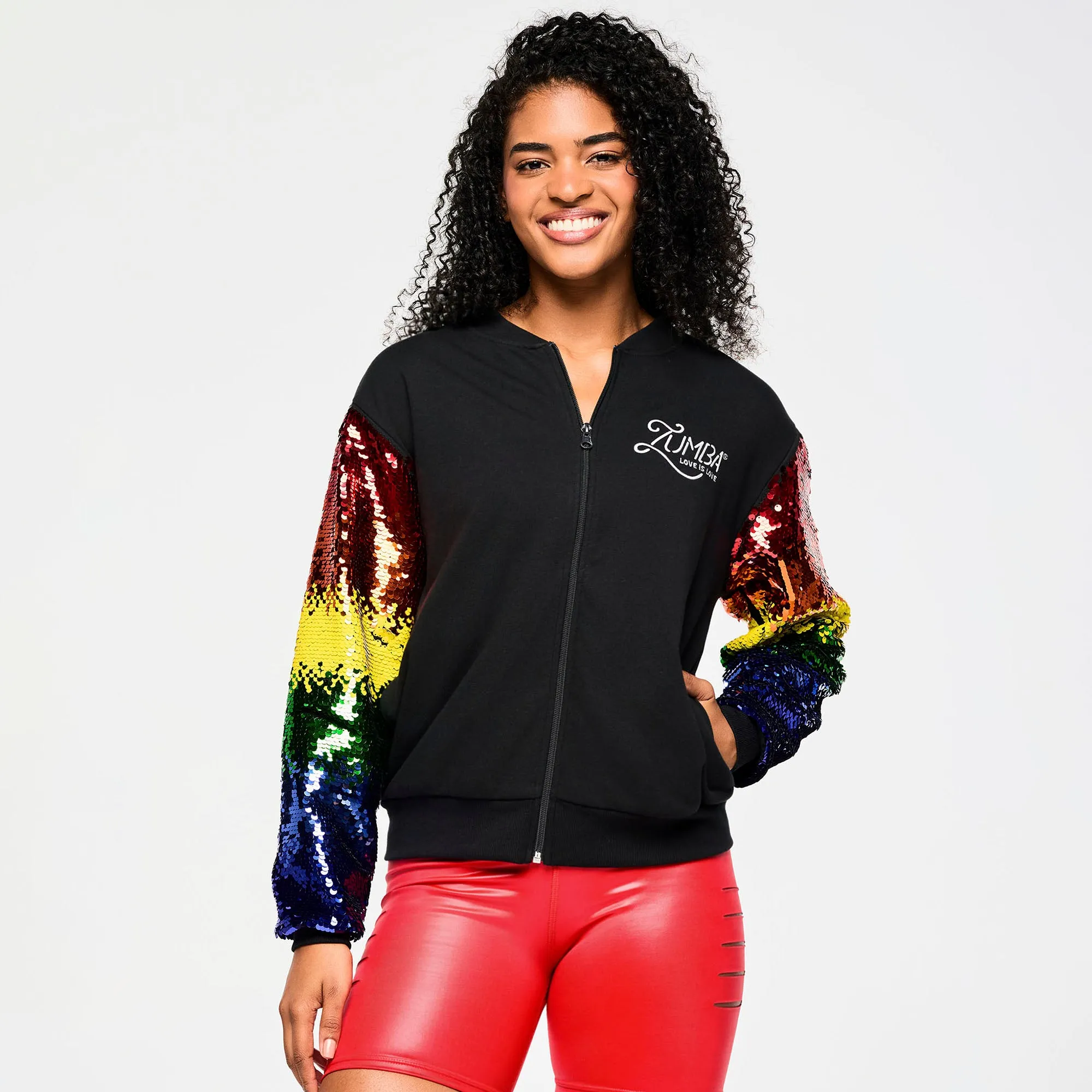 Zumba Bomber Jacket With Sequin Sleeves  PRIDE 2025